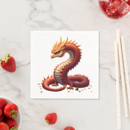 Servilleta De Papel El dragón serpiente dorado.