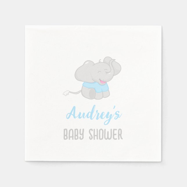 Servilleta De Papel El elefante lindo Baby Shower Boy (Anverso)
