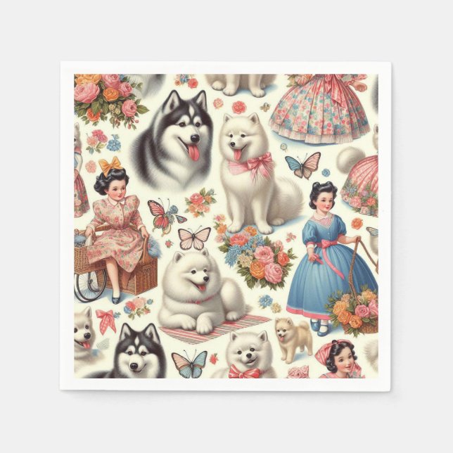 Servilleta De Papel El esquimal estadounidense retro sin foco (Anverso)