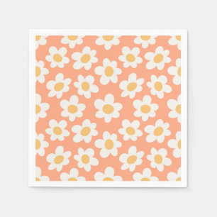 Servilleta De Papel El estilo retro en flor en el fondo naranja