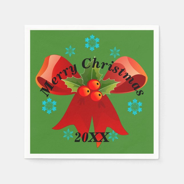 Servilleta De Papel El Fiesta de Navidades (Cinta de Navidades Rojos) (Anverso)