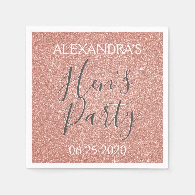 Servilleta De Papel El Fiesta del Rosa Purpurina Hen (Anverso)