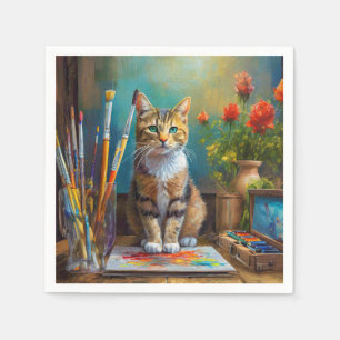 Servilleta De Papel El gato artístico