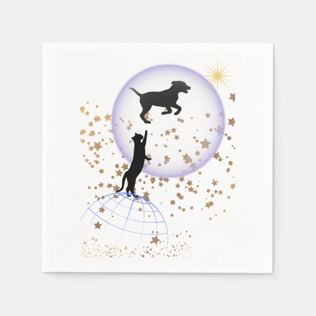 Servilleta De Papel El gato curioso y el perro que corre (Anverso)