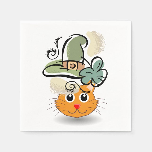 Servilleta De Papel El gato del día de San Patricio (Anverso)