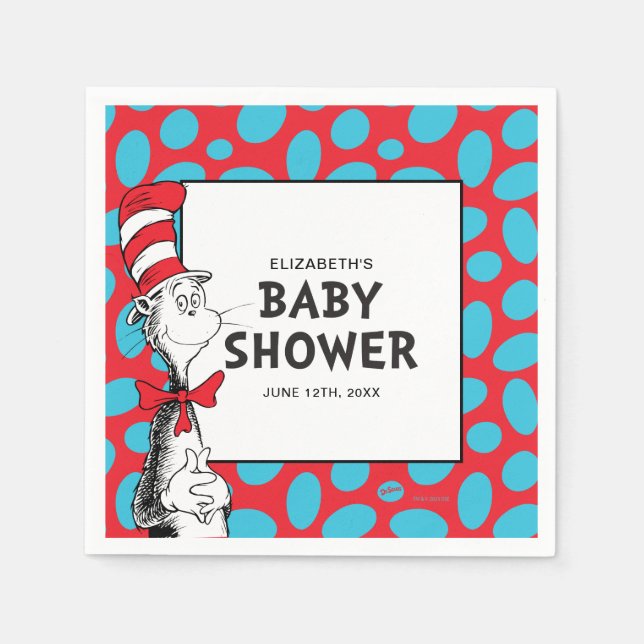Servilleta De Papel El gato del Dr. Seuss en el Baby Shower Gorra (Anverso)