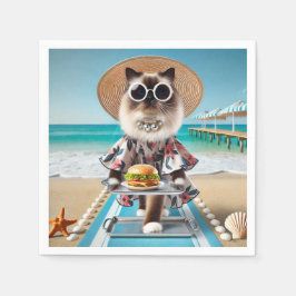 Servilleta De Papel El gato está comiendo Hamburger