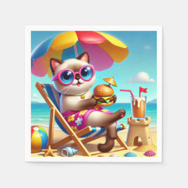 Servilleta De Papel El gato está comiendo Hamburger