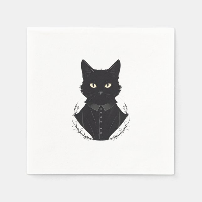 Servilleta De Papel El gato negro encantado de Salem (Anverso)