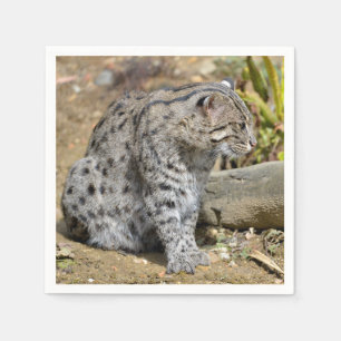 Servilleta De Papel El gato pescador sentado en el suelo