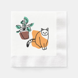 Servilleta De Papel El gato y la planta