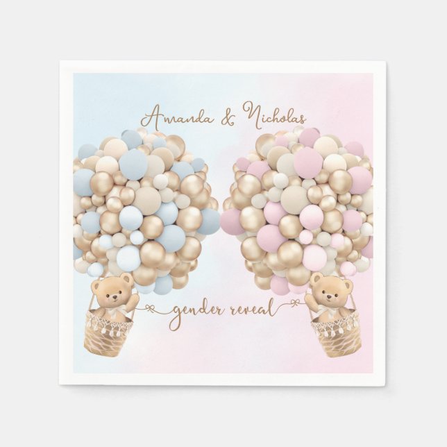 Servilleta De Papel El género del oso revela Baby Shower (Anverso)