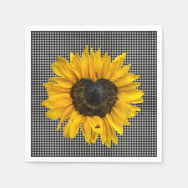 Servilleta De Papel El girasol cardíaco y el parásito en Gingham