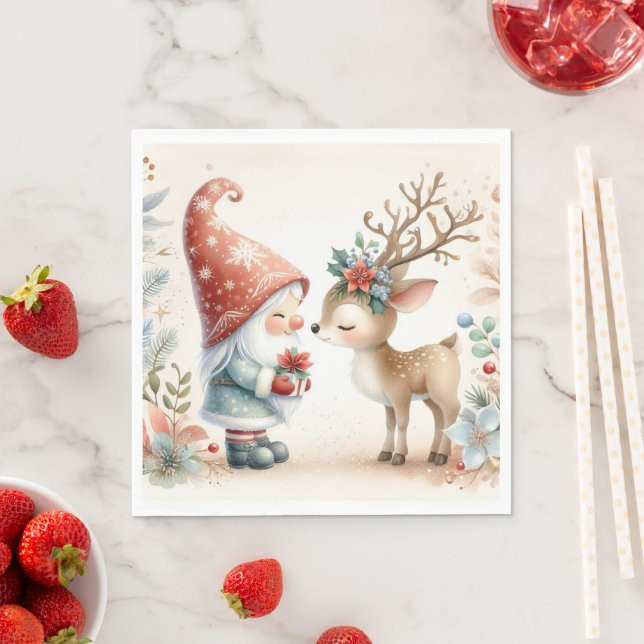 Servilleta De Papel El Gnome Y Los Renos (In situ)