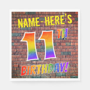 Servilleta De Papel ¡El Graffiti Arcoiris Parece 11º CUMPLEAÑOS! + Nom