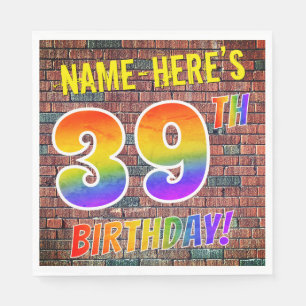 Servilleta De Papel ¡El Graffiti Arcoiris Parece 39º CUMPLEAÑOS! + Nom
