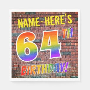 Servilleta De Papel ¡El Graffiti Arcoiris Parece 64º CUMPLEAÑOS! + Nom