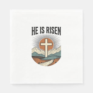 Servilleta De Papel Él ha resucitado Cruz Amanecer Cristiano Camiseta 