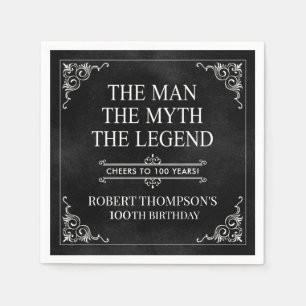 Servilleta De Papel El hombre el mito la leyenda 100 cumpleaños negro