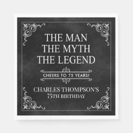 Servilleta De Papel El hombre el mito la leyenda 75 cumpleaños negro