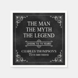 Servilleta De Papel El hombre el mito la leyenda 75 cumpleaños negro