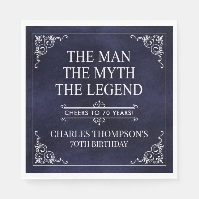 Servilleta De Papel El hombre el mito la leyenda azul de 70 cumpleaños (Anverso)