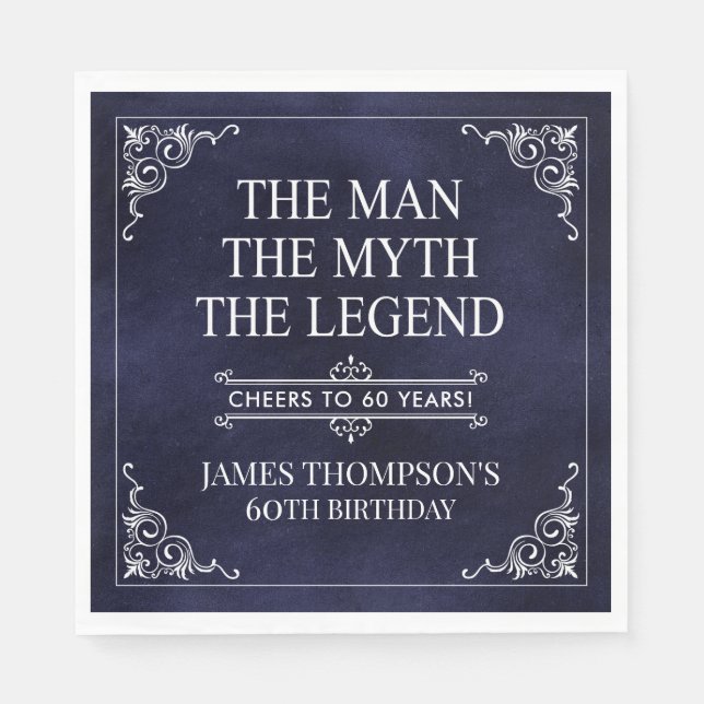 Servilleta De Papel El hombre el mito la leyenda azul de cumpleaños 60 (Anverso)