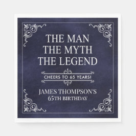 Servilleta De Papel El hombre el mito la leyenda azul de cumpleaños 65