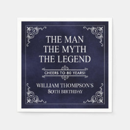 Servilleta De Papel El hombre el mito la leyenda azul de cumpleaños 80