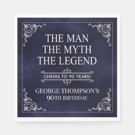 Servilleta De Papel El hombre el mito la leyenda azul de cumpleaños 90