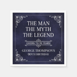 Servilleta De Papel El hombre el mito la leyenda azul de cumpleaños 90