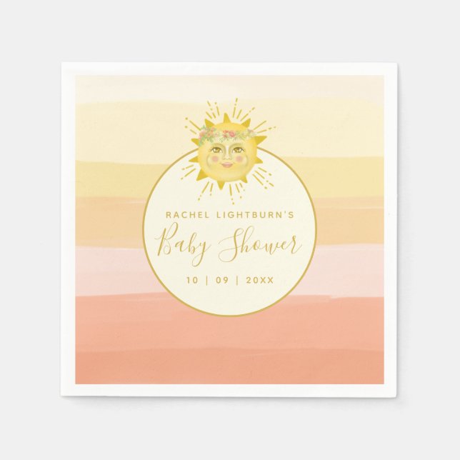 Servilleta De Papel El lindo boho rosa arcoiris de Baby Shower Sunshin (Anverso)