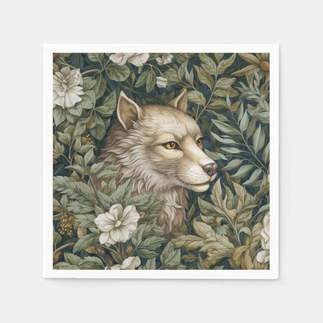 Servilleta De Papel El lobo Art Nouveau en las hojas (Anverso)