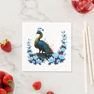 Servilleta De Papel El majestuoso pavo real: un juego de colores en la