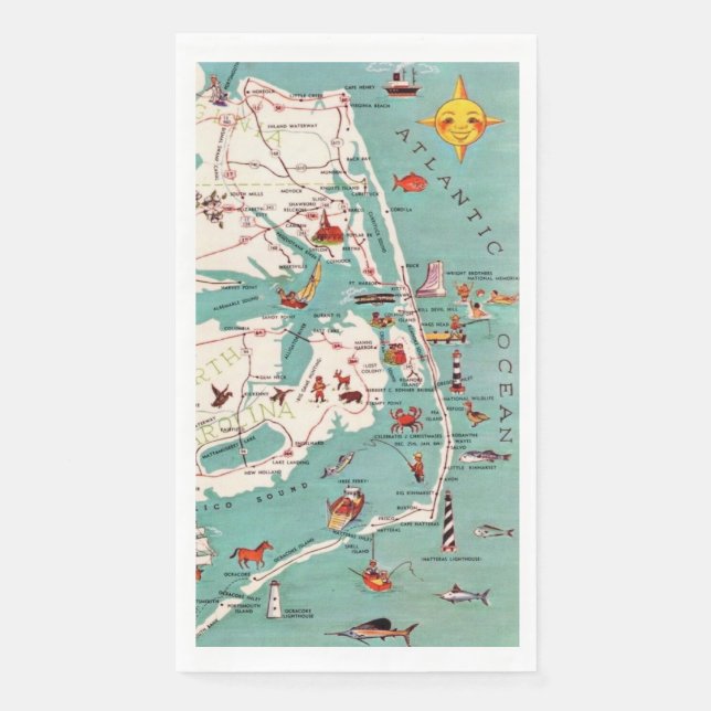 Servilleta De Papel El mapa de Outer Banks (Anverso)