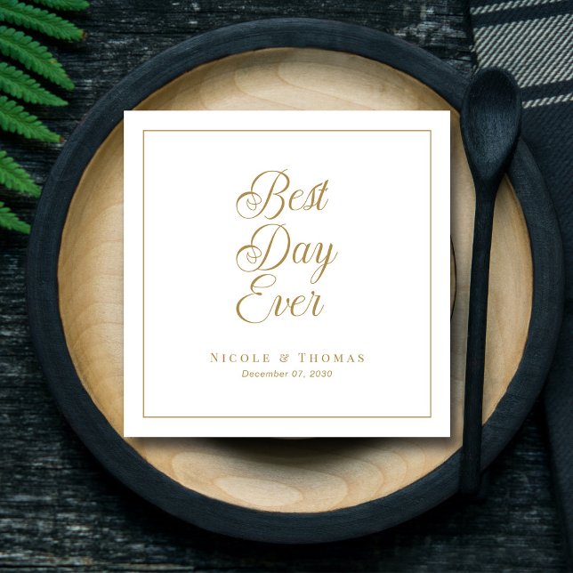 Servilleta De Papel El mejor día eterno de la boda elegante acento de  (Timeless Best Day Ever Gold Accent Elegant Wedding Napkins)