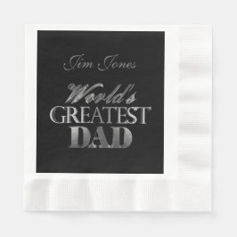 Servilleta De Papel El mejor papá del mundo elegante gris negro platea