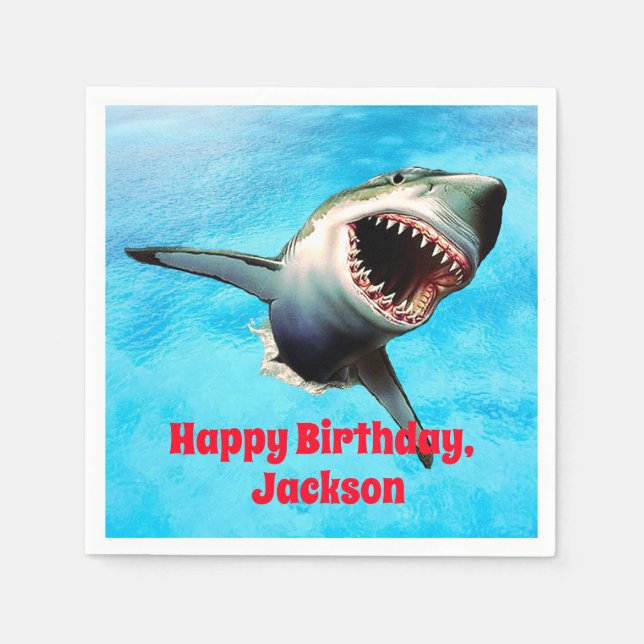 Servilleta De Papel El miedo del gran tiburón blanco saltando (Anverso)