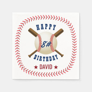 Servilleta De Papel El muchacho del béisbol del feliz cumpleaños se