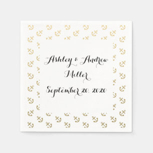 Servilleta De Papel El oro ancla el modelo blanco del fondo