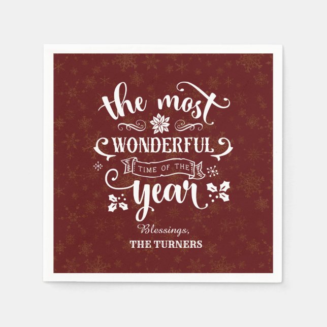 Servilleta De Papel El oro La época más maravillosa del año Monograma (Anverso)