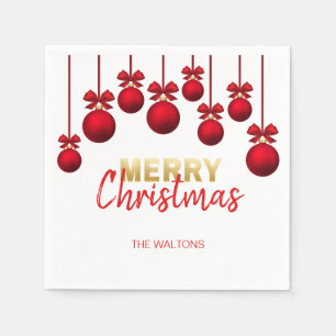 Servilleta De Papel El oro ROJO personalizado adorna Felices Navidad