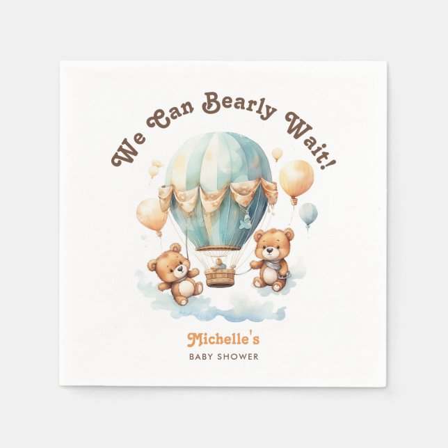 Servilleta De Papel El oso de Baby Shower de los gemelos rusos con glo (Anverso)