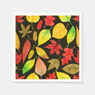 Servilleta De Papel El otoño deja la acuarela oscura