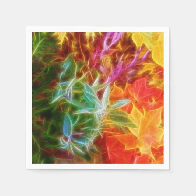 Servilleta De Papel El otoño fractal deja el arcoiris (Anverso)