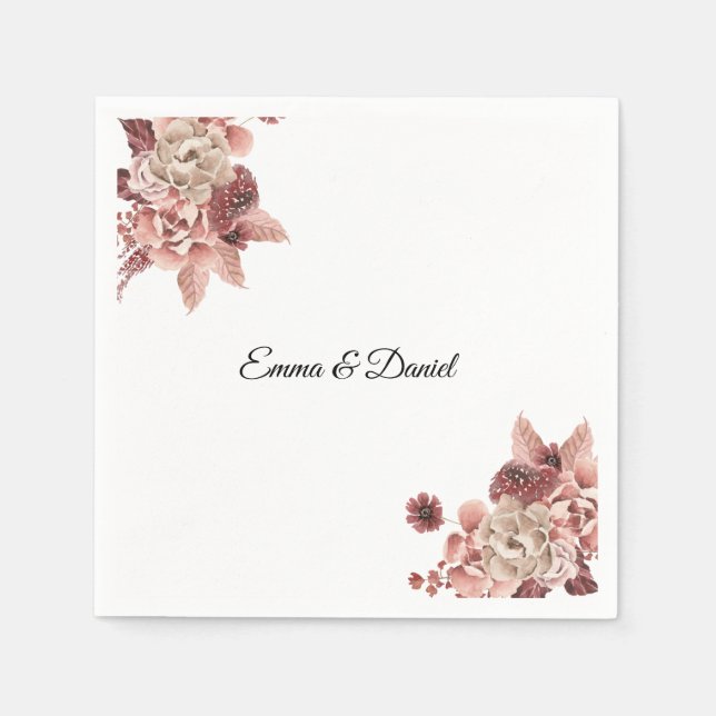 Servilleta De Papel El otoño rústico florece la acuarela (Anverso)