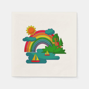 Servilleta De Papel El paisaje de los viajes en barco bajo las nubes d