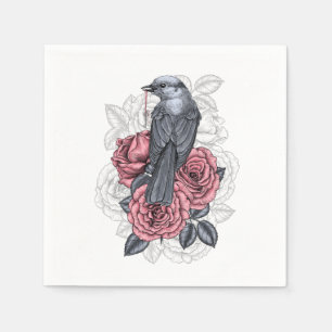 Servilleta De Papel El pájaro con la llave plateada