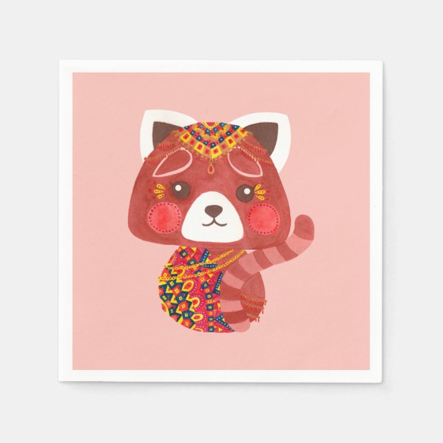 Servilleta De Papel El Panda Rojo Cute (Anverso)