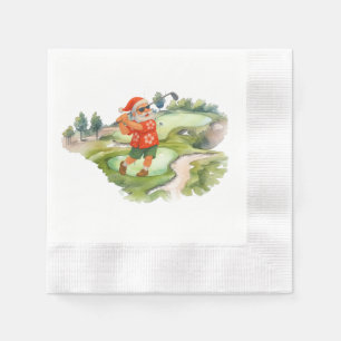 Servilleta De Papel El Papá Noel del golf juega golf en Navidad en jul
